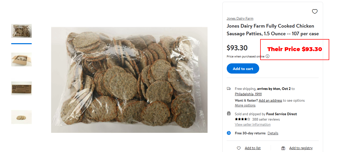 PRICE DROP: 10 lb Case Gluten Free Chicken Sausage Patties
