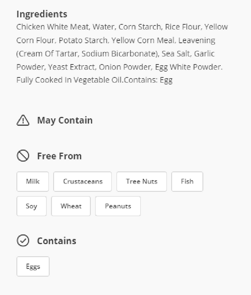 10 lb Case Gluten Free Pre-cooked Tempura Chicken Nuggets - LOCAL