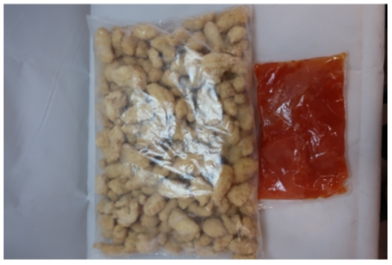 NEW: 12 lb Orange Chicken Meal Kit, 2- 4 lb bags of Tempura Chicken, 4-1 lb bag of Sauce