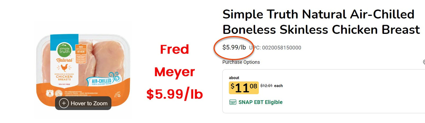 $99!! Chicken Breast: 40lb Case, Fresh, Boneless, Skinless, Natural, Cage-Free, Antibiotic-Free