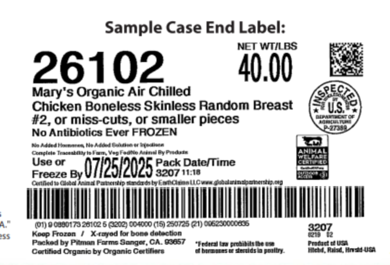 40 lbs Organic, Air Chilled, Boneless, Skinless, Random Chicken Breast Pieces