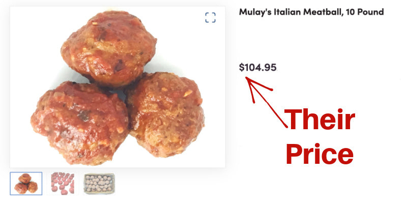 10 lb Case of Mulay's Nana's Italian Meatballs (Clean Heritage Pork, Free From Top 8 Allergens)