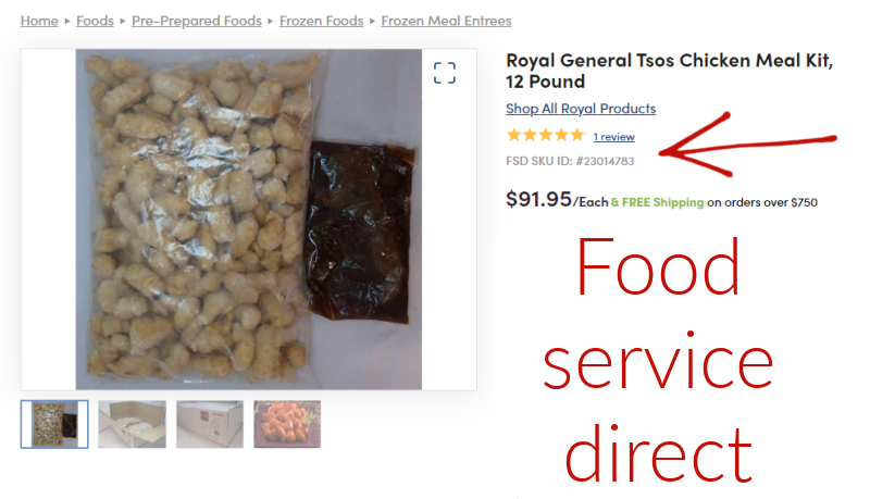 12  lb General Tso Chicken Meal Kit,  2- 4 lb bags of Tempura Chicken, 4-1 lb bag of Sauce