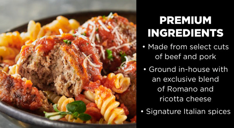10 lb Case of 1/2 oz Italian Meatballs (Approximately 320 Meatballs)