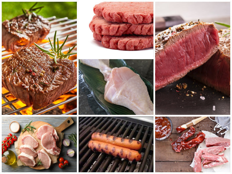 29 lbs of BBQ Favorites Bundle: Steak, Pork, Chicken, Burgers, Hot Dogs (7 Cuts of Meats and 128 ozs. of STEAK)