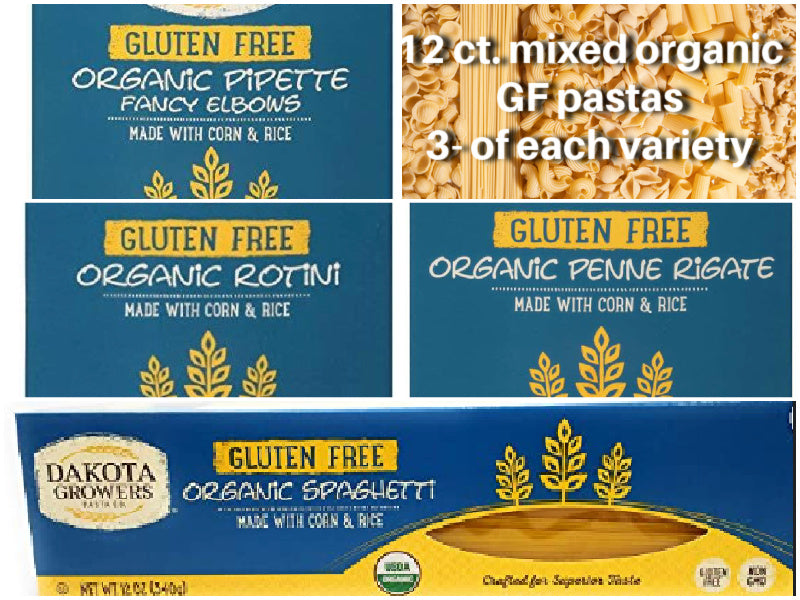 12 Ct.  Gluten Free Organic Variety Pasta Case, 3 Each of Spaghetti, Rotini, Penne, Elbow
