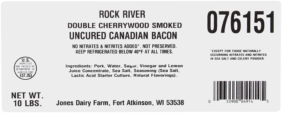 10 lb case of Frozen Uncured Natural Canadian Bacon